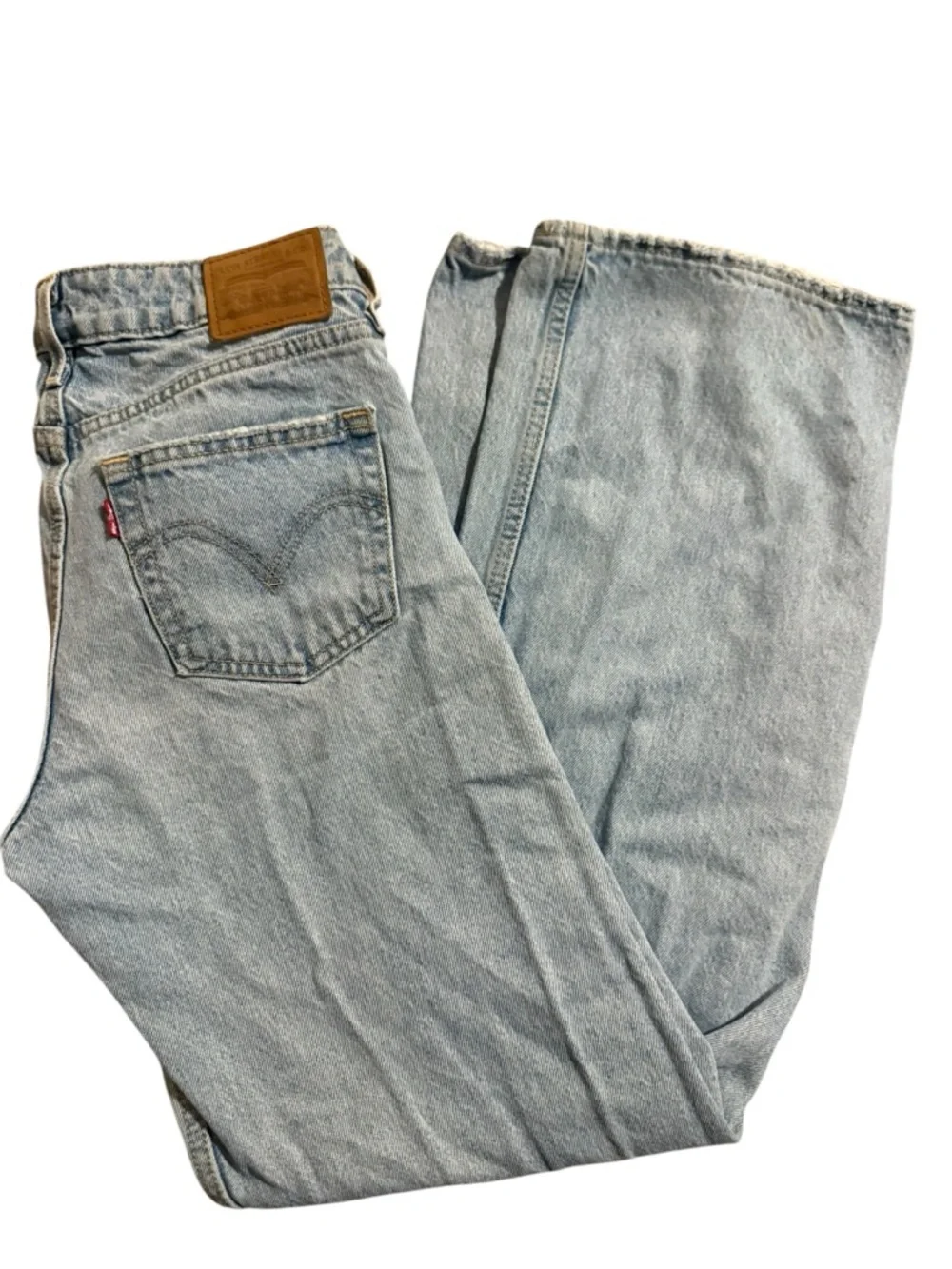 Levi's Low Loose Light Blue Ripped Wide-Leg Jeans Size 25/32